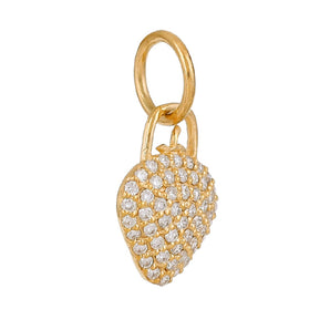 14k Solid Gold & Diamond Strawberry Charm, (14K-DCH-879)