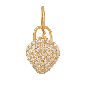 14k Solid Gold & Diamond Strawberry Charm, (14K-DCH-879)