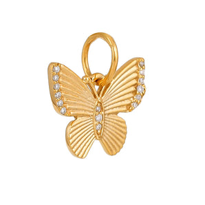 14K Solid Gold Pave Diamond Butterfly Pendant,  (14K-DP-076)