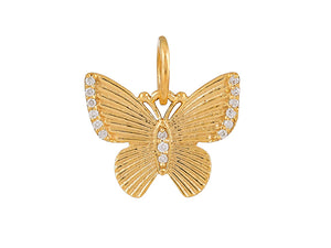 14K Solid Gold Pave Diamond Butterfly Pendant,  (14K-DP-076)