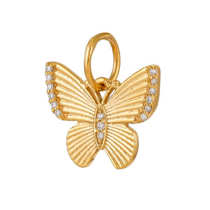 14K Solid Gold Pave Diamond Butterfly Pendant,  (14K-DP-076)