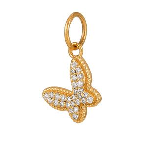 14k Solid Gold & Diamond Butterfly Charm, (14K-DCH-877)