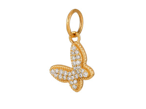 14k Solid Gold & Diamond Butterfly Charm, (14K-DCH-877)
