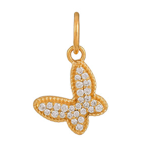 14k Solid Gold & Diamond Butterfly Charm, (14K-DCH-877)