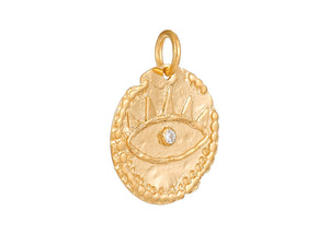 Sterling Silver Vermeil Evil Eye pendant in 14K Gold Micron, (SP-5946)
