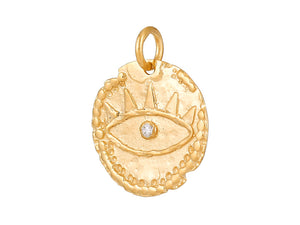 Sterling Silver Vermeil Evil Eye pendant in 14K Gold Micron, (SP-5946)
