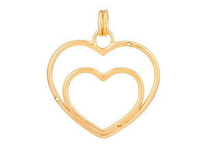 Sterling Silver Vermeil Mother & Child Heart in 14K Gold Micron, (SP-5930)