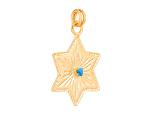 Sterling Silver Vermeil Star Medallion in 14K Gold Micron, (SP-5937)