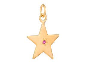 Sterling Silver Vermeil Star with Ruby in 14K Gold Micron Vermeil, (SP-5922)