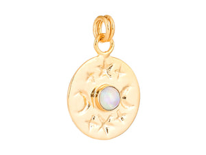 Sterling Silver Opal Star & Moon Medallion  in 14K Gold Micron Vermeil, (SP-5942)