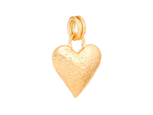 Sterling Silver Vermeil Hammered Solid Heart in 14K Gold Micron Vermeil, (SP-5923)