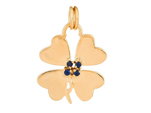 Sterling Silver Lucky Clover with Sapphire in 14K Gold Micron, (SP-5929)