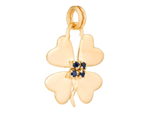 Sterling Silver Lucky Clover with Sapphire in 14K Gold Micron, (SP-5929)