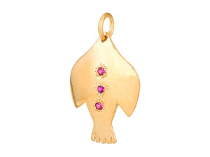 Sterling Silver Vermeil Peace Dove in Ruby in 14K Gold Micron, (SP-5928)