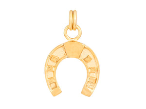 Sterling Silver Vermeil Lucky Horse Shoe Pendant in 14K Gold Micron, (SP-5918)