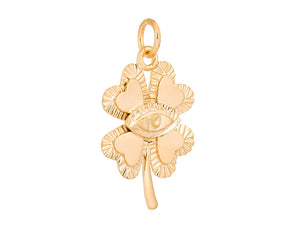 Sterling Silver Vermeil Lucky Clover Heart in 14K Gold Micron, (SP-5941)
