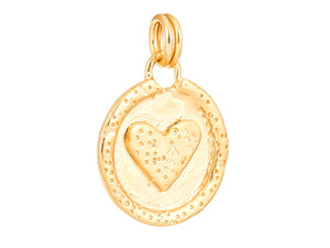 Sterling Silver Vermeil Heart Medallion in 14K Gold Micron, (SP-5933)