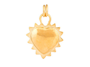 Sterling Silver Vermeil Radiating Heart Medallion in 14K Gold Micron, (SP-5938)