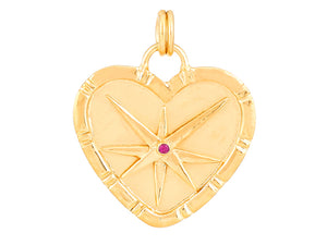 Sterling Silver Vermeil Large Starburst Heart with Ruby, (SP-5950)