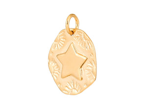 Sterling Silver Vermeil Sun and Star Pendant in 14K Gold Micron, (SP-5916)