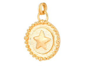 Sterling Silver Vermeil Star Medallion in 14K Gold Micron, (SP-5936)