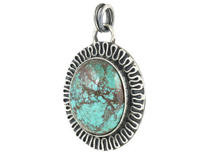 Sterling Silver Natural Turquoise Artisan Pendant, (SP-5963)