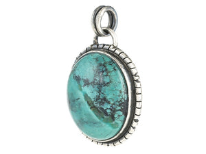 Sterling Silver Natural Turquoise Artisan Pendant, (SP-5975)