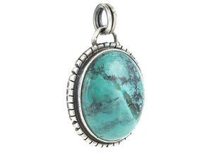 Sterling Silver Natural Turquoise Artisan Pendant, (SP-5975)