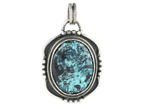 Sterling Silver Natural Turquoise Artisan Pendant, (SP-5981)