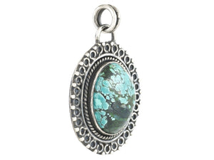 Sterling Silver Natural Turquoise Artisan Pendant, (SP-5990)