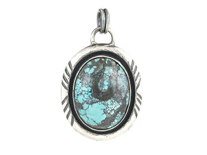 Sterling Silver Natural Turquoise Artisan Pendant, (SP-5964)