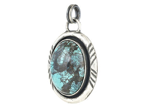 Sterling Silver Natural Turquoise Artisan Pendant, (SP-5964)