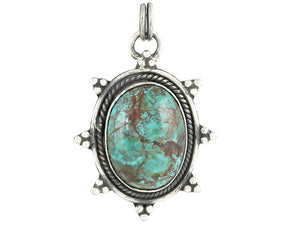 Sterling Silver Natural Turquoise Artisan Pendant, (SP-5987)
