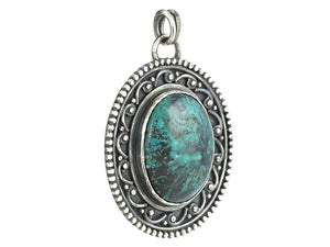 Sterling Silver Natural Turquoise Artisan Pendant, (SP-5991)