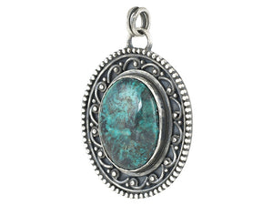Sterling Silver Natural Turquoise Artisan Pendant, (SP-5991)