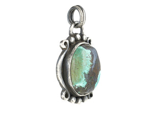 Sterling Silver Natural Turquoise Artisan Pendant, (SP-5980)