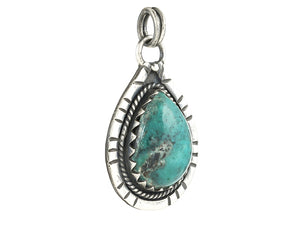 Sterling Silver Natural Turquoise Drops Artisan Pendant, (SP-5959)