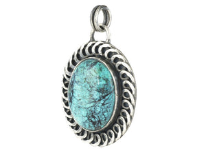 Sterling Silver Natural Turquoise Artisan Pendant, (SP-5970)