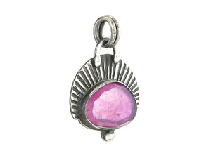 Sterling Silver Natural Ruby Artisan Pendant, (SP-5993)