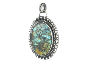 Sterling Silver Natural Turquoise Artisan Pendant, (SP-5978)