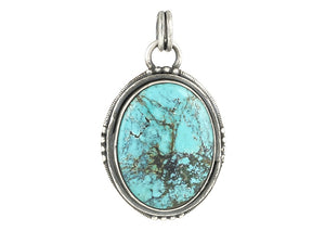 Sterling Silver Natural Turquoise Artisan Pendant, (SP-5977)