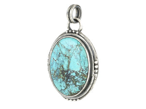 Sterling Silver Natural Turquoise Artisan Pendant, (SP-5977)