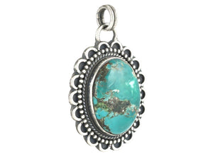 Sterling Silver Natural Turquoise Artisan Pendant, (SP-5972)