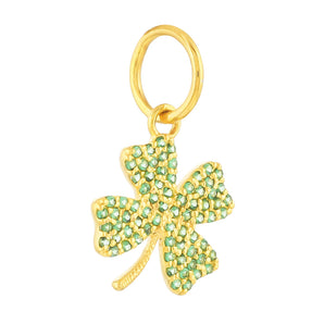 14k Solid Gold & Emerald Lucky CLOVER Pendant,  (14K-DP-163)