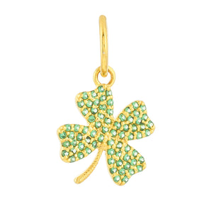 14k Solid Gold & Emerald Lucky CLOVER Pendant,  (14K-DP-163)