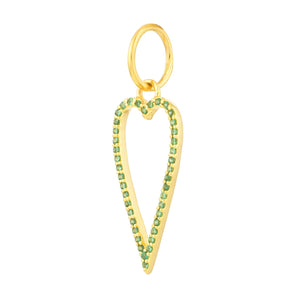 14k Solid Gold & Emerald Elongated Heart Pendant,  (14K-DP-165)