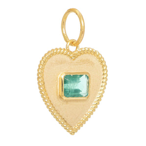 14k Solid Gold & Emerald Heart Pendant,  (14K-DP-173)