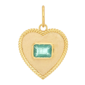 14k Solid Gold & Emerald Heart Pendant,  (14K-DP-173)