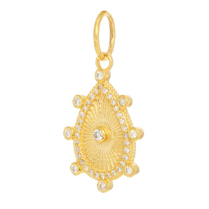 14k Solid Gold & Diamond Fluted Drop Pendant,  (14K-DP-162)