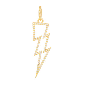 14k Solid Gold & Diamond Thunderbolt Pendant,  (14K-DP-159)